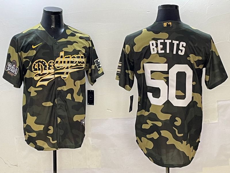 Men Los Angeles Dodgers #50 Betts Camo Joint Name 2025 Nike MLB Jersey style 3